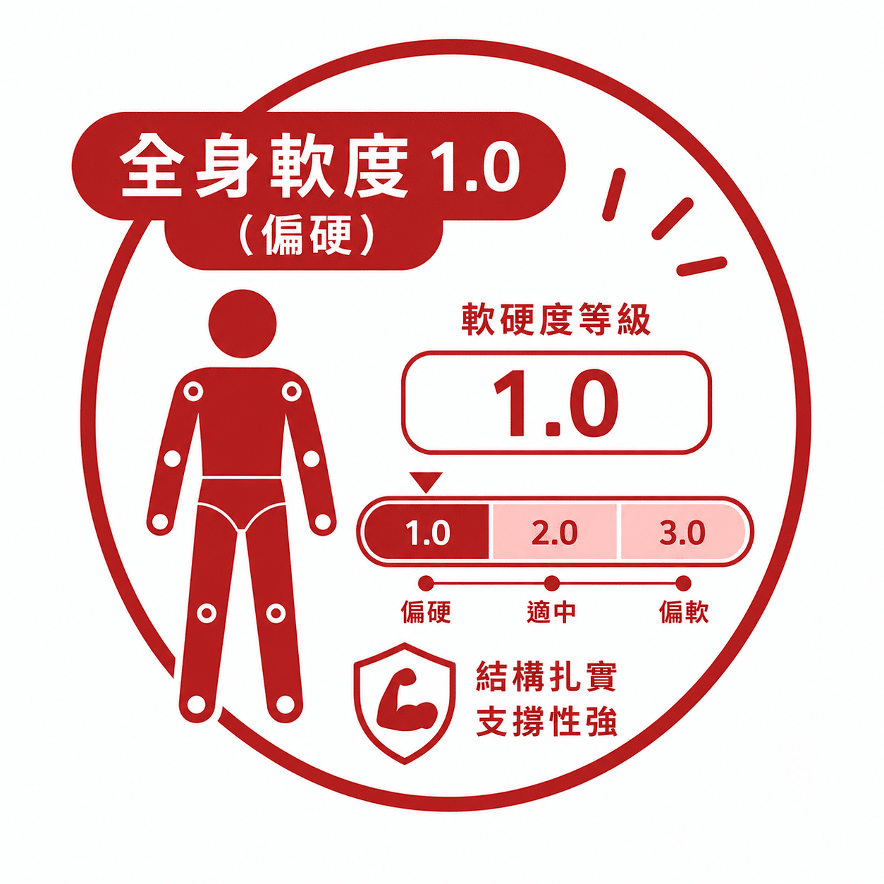 全身軟度1.0（偏硬）