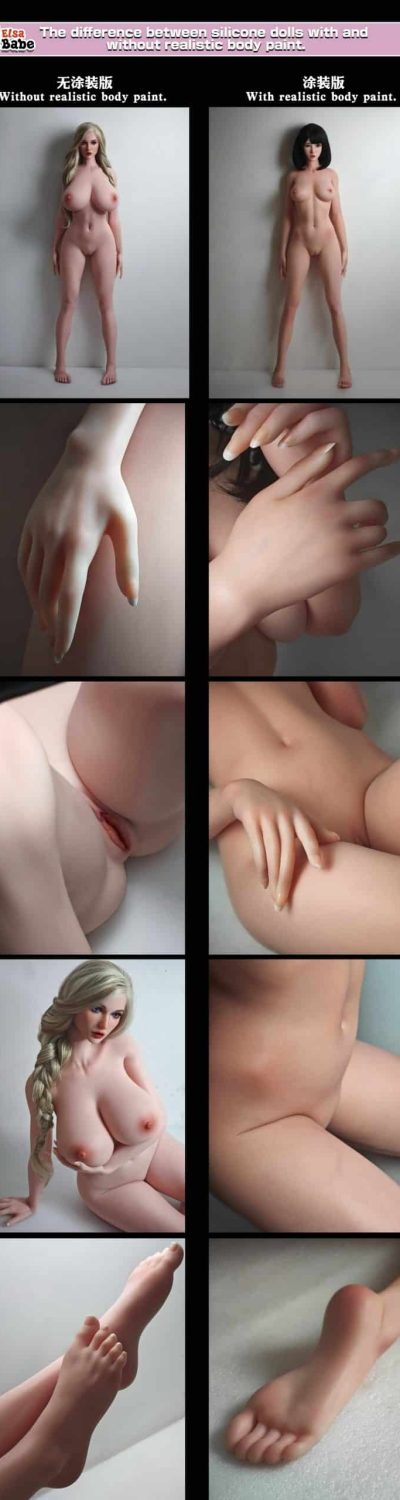 1-The difference between silicone dolls with and without realistic body paint.